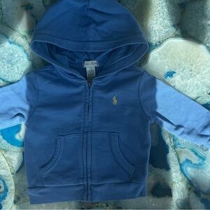 Ralph Lauren Two-Tone Blue Hooded Zip Sweatshirt - Kids